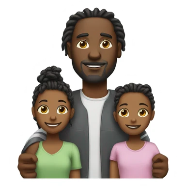 Black dad with dreads with two daughters sticker