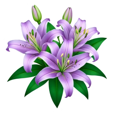 bouquet Light Purple Lily, luxuriant, leaf, bud sticker