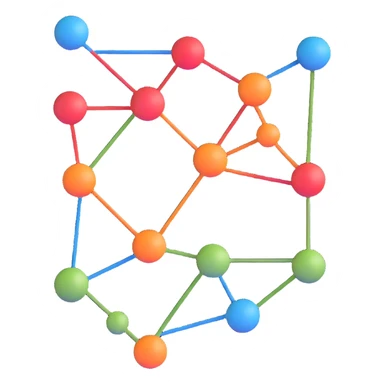 interconnected network diagram with arrows and nodes sticker