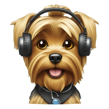 toy yorkie dog with gaming headset  sticker