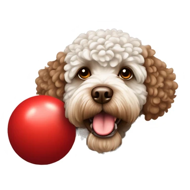 Lagotto romangolo dog with red ball sticker