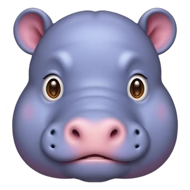 cute and simple hippo emoji, round friendly expression, bright pastel colors sticker
