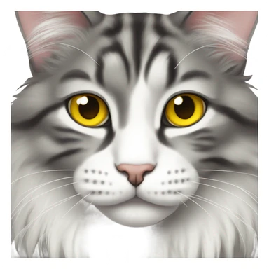 Main coon cat white gray with yellow eyes sticker