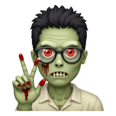 Zombie with finger coils and black glasses  sticker