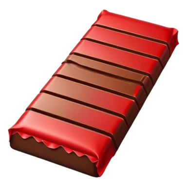 vertical chocolate bar half wrapped with red cover sticker