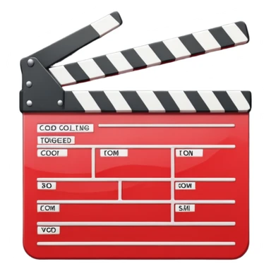 red clapperboard used in filmmaking, cute and stylish design sticker
