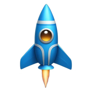 a blue rocket with arms and eyes and a mouth  sticker