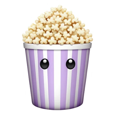 Popcorn in a striped cup pale purple with a TV sticker