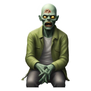 Hyperrealistic Zombie sitting on a park bench  sticker