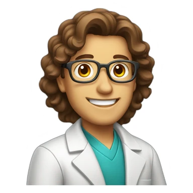 brown haired happy scientist sticker