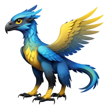  Cool Edgy blue-yellow-black-gradient ethereal badass Raptor-Gryphon-Trico-animal-creature full body  sticker