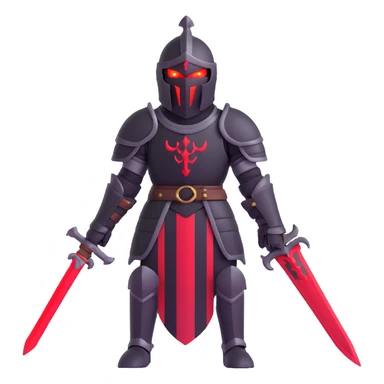 knight in black armour with glowing red eyes, dramatic and bold sticker