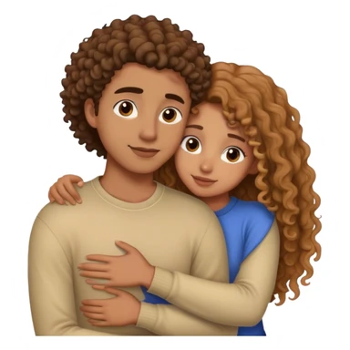 Chica trigueña de cabello lacio dando un abrazo a su novio un poco más blanquito y con rizos en su cabello  sticker