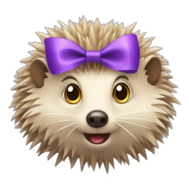 Surprised hedgehog with a purple bow sticker