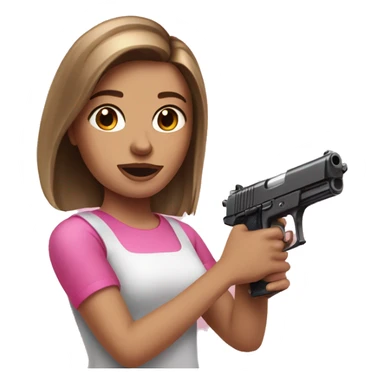 White Girl brown hair hand pink nails holding pink gun sticker