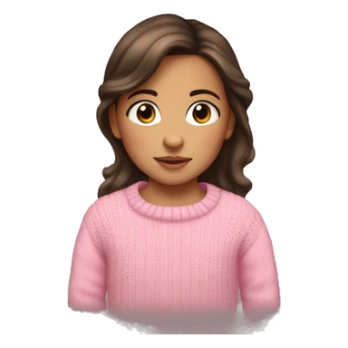 toddler girl, hispanic, long brown hair, brown eyes, pink sweater, winter sticker