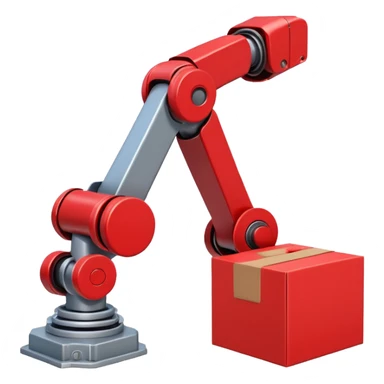 robot arm which is picking block in box sticker