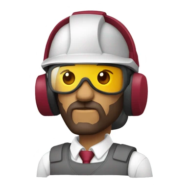 Lobo con casco industrial  y camisa vinotinto sticker