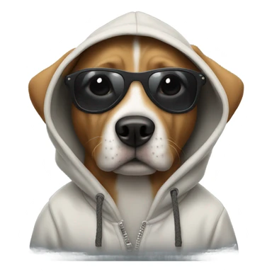 Dog wearing a hoodie and sunglasses sticker