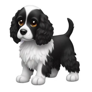 Small completely black spaniel with black fur on his whole face and white fur only on his chest sticker