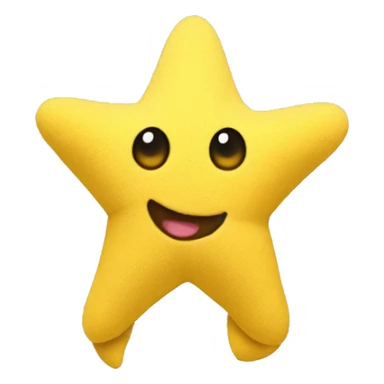 A plush toy that looks like a yellow star with arms and legs. The face is cartoony. sticker