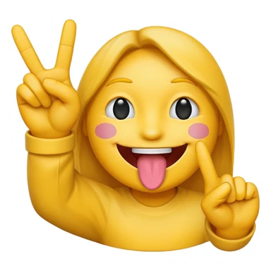 Emoji with tongue between peace sign fingers sticker