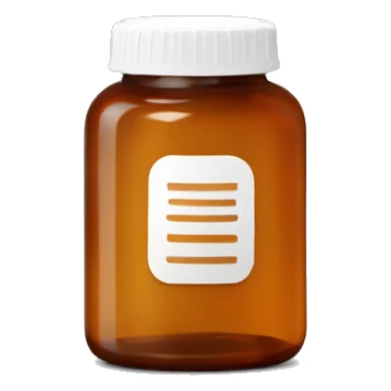 Singular Amber colored pill bottle with a plain white label sticker