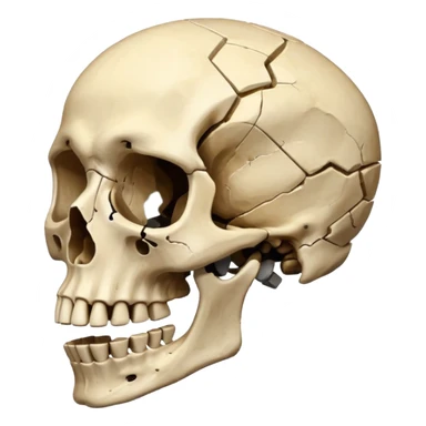 Exploded skeleton head sticker