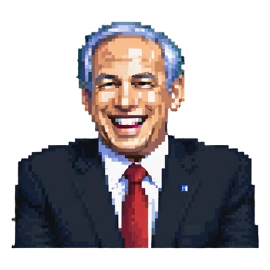 Benjamin Netanyahu shaking his head and laughing sticker