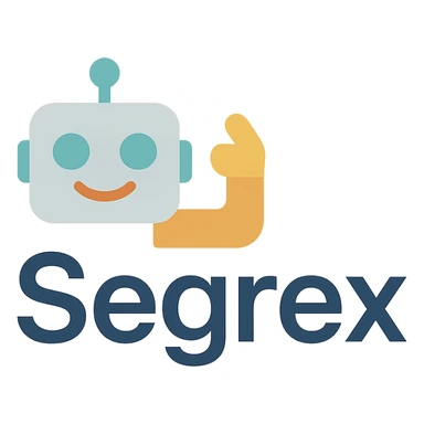 smiling robot head with an elbow sign and the word 'Segrex' sticker