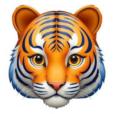 A full-length blue tiger with orange eyes sticker