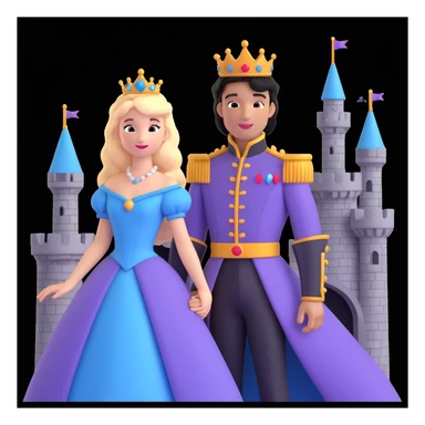 prince and princess disny dress close up photo in castle sticker