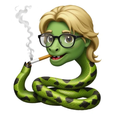 can you create a sneaky bitch SNAKE with big glasses smoking a cigarrette? the SNAKE needs to have dirty blonde hair sticker