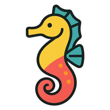 colored seahorse icon sticker