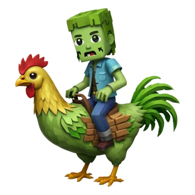 Minecraft zombie on Minecraft chicken sticker