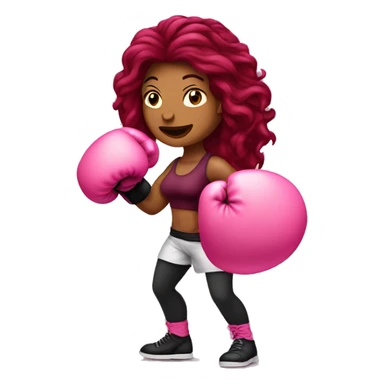 Beautiful tattooed  burgundy long haired woman boxing with pink gloves sticker