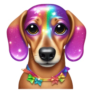 Lisa frank glitter dachshund with bows on ears sticker