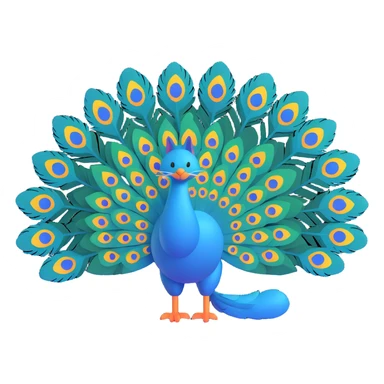 silly peacock with a cat, peacock fanning feathers over cat sticker