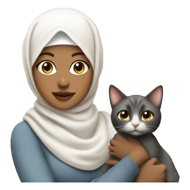 pretty woman with hijab holding a cat sticker