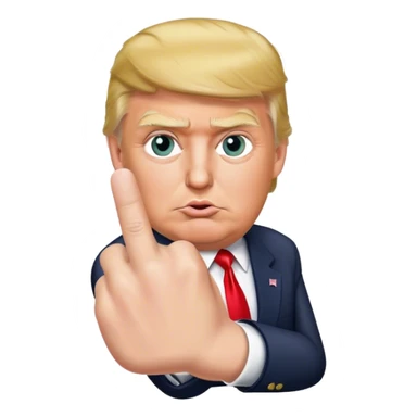 Donald Trump shows one finger photorealistic hyperrealistic sticker