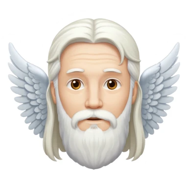 long whire hair, white bearded man angel sticker