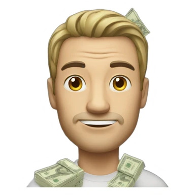 man with a lot of cash sticker