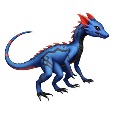 Rare realistic exotic edgy gothic gloomy cool badass epic pretty beautiful handsome gorgeous aesthetic colorful vibrant Vernid-Trico-species-Fakemon-Salandit-hybrid-creature by LiLaiRa, 4 legs, 1 tail, random markings, (full body) sticker