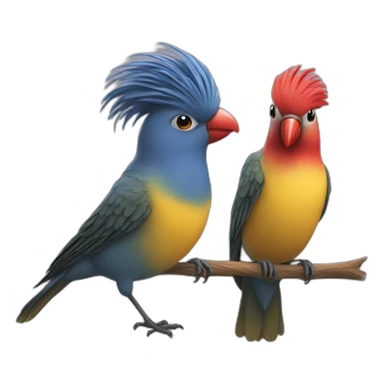 love bird wearing a toupee sticker