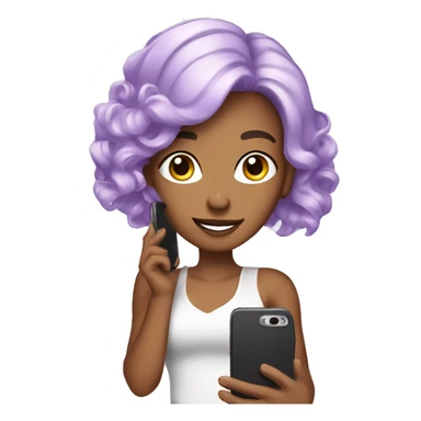 A pretty woman with lavender hair is taking a picture with her cell phone. sticker