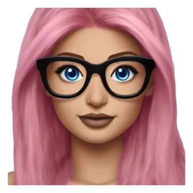 Photo Realistic kylie jenner stylish pink hair BLUE eyes and glasses happy  sticker