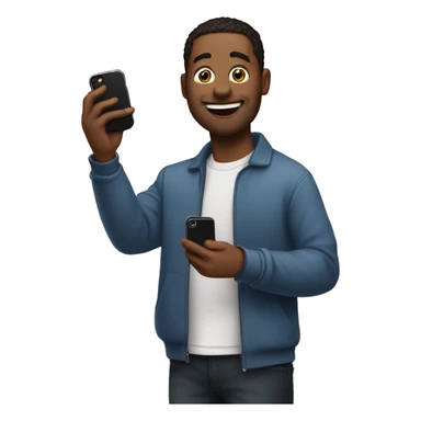 Me holding my iphone excited sticker