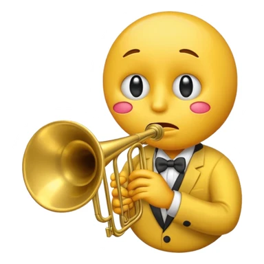 Emoji triste tocando el trombón sticker
