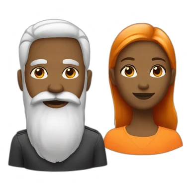 black female white beard orange mustache sticker