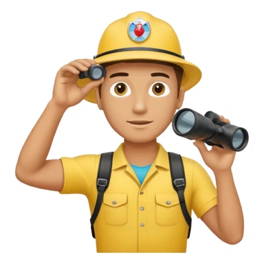 Male lifeguard – yellow shirt, binoculars in hand, scanning the sea sticker